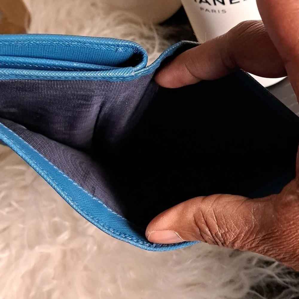 Prada Saffiano Bifold Compact Half Zip Wallet